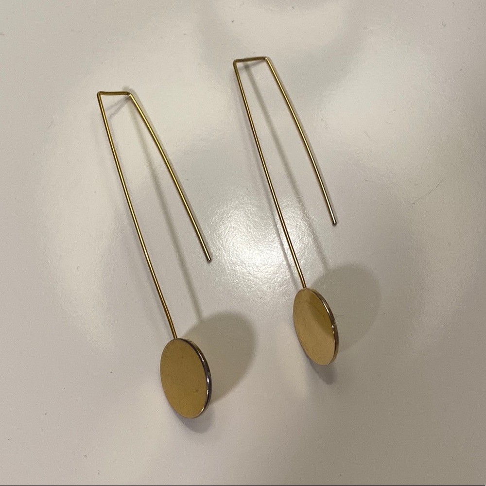 Gold-plated Disc Drop Geometric Earrings